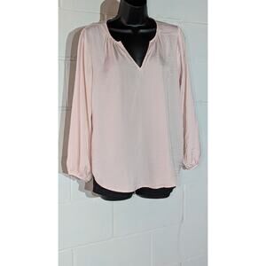 Old Navy Pink Long Sleeve Blouse V Neck Top Lightweight Balloon Sleeve Small